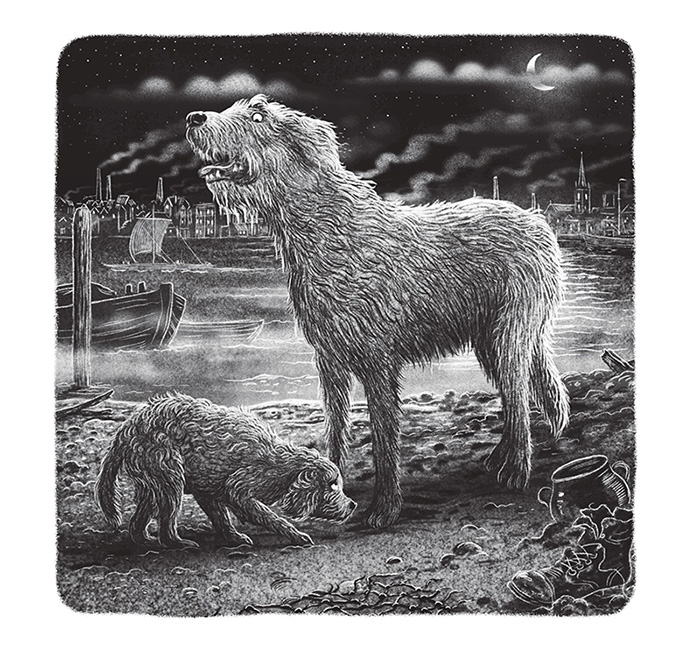 illustration by Marcin Minor for Lucky's Home for Lost and Hungry Dogs