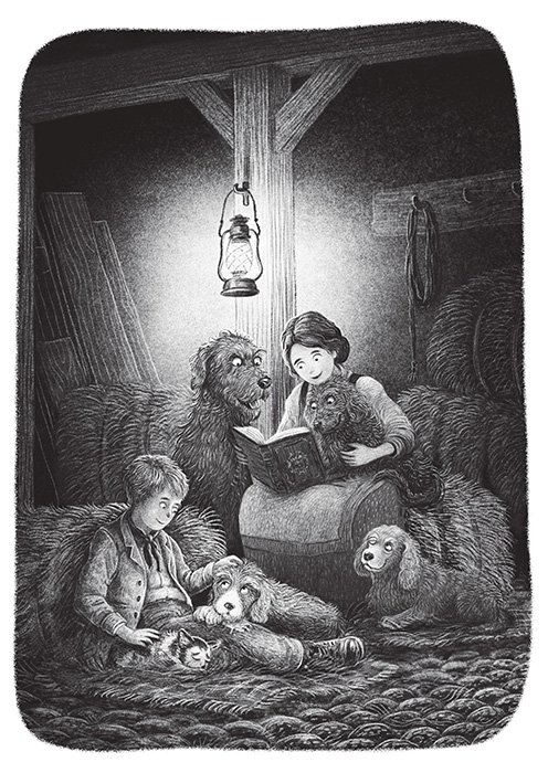 illustration by Marcin Minor for Lucky's Home for Lost and Hungry Dogs